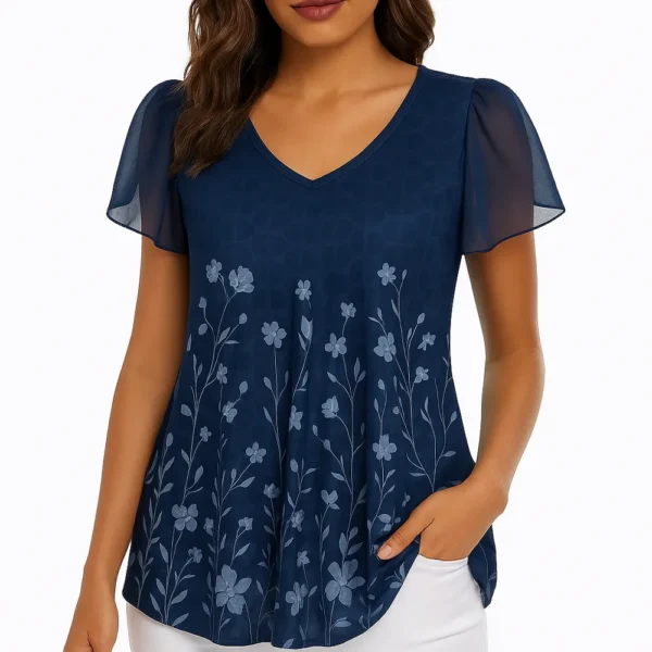Blusa azul de verano mujer