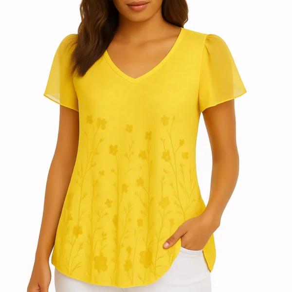 Blusa roja floreada para mujer - Imagen 4