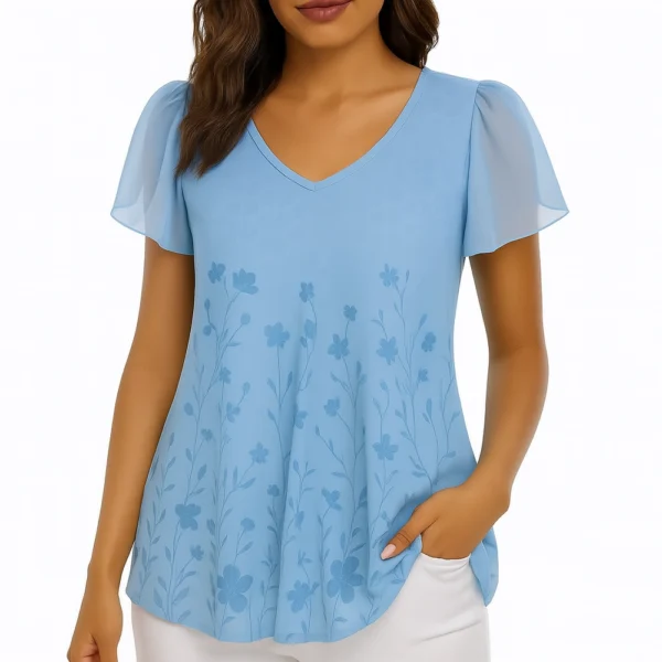 Blusa roja floreada para mujer - Imagen 2