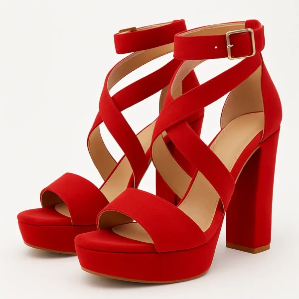 Sandalias rojas de tacón