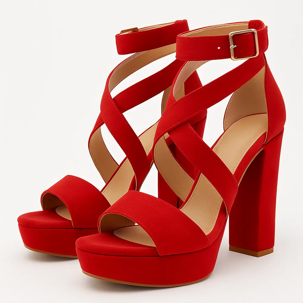 Sandalias rojas de tacón
