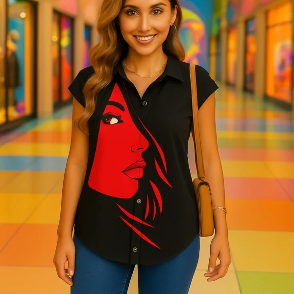 Blusa de mujer manga corta casual - Imagen 3