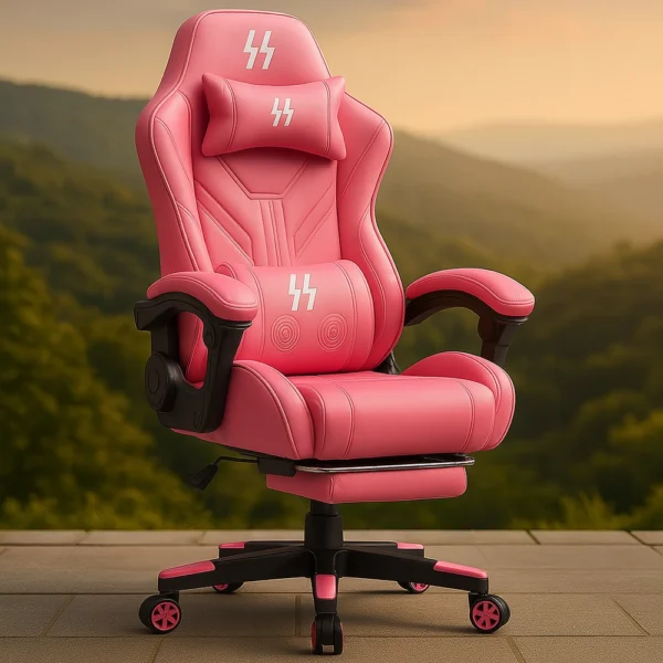 Silla gamer color celeste con cojín lumbar - Imagen 2