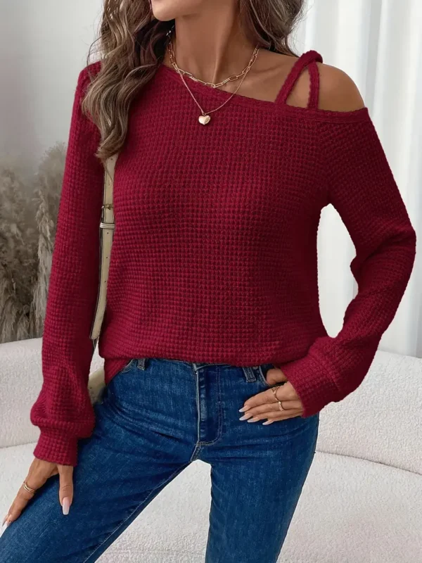 Camiseta casual de mujer color Guinda - Imagen 4